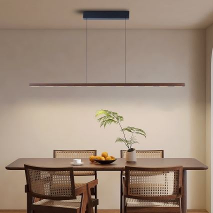 Immax NEO 07309L - dimuojamas LED pakabinamas šviestuvas ant troselio su jutikliu MADEIRA LED/37W/230V 157 cm riešutmedžio apdaila