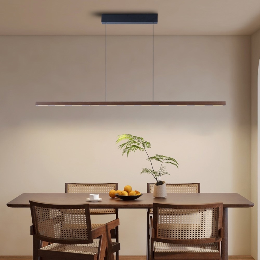 Immax NEO 07309L - dimuojamas LED pakabinamas šviestuvas ant troselio su jutikliu MADEIRA LED/37W/230V 157 cm riešutmedžio apdaila