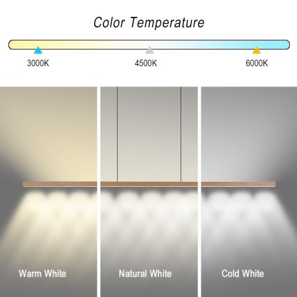 Immax NEO 07310L - LED dimeriuojamas pakabinamas šviestuvas ant troselio su jutikliu MADEIRA LED/37W/230V 157 cm uosis