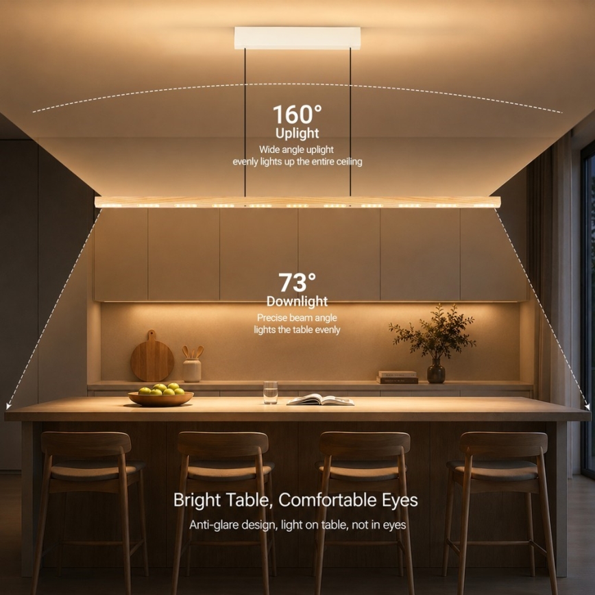 Immax NEO 07310L - LED dimeriuojamas pakabinamas šviestuvas ant troselio su jutikliu MADEIRA LED/37W/230V 157 cm uosis