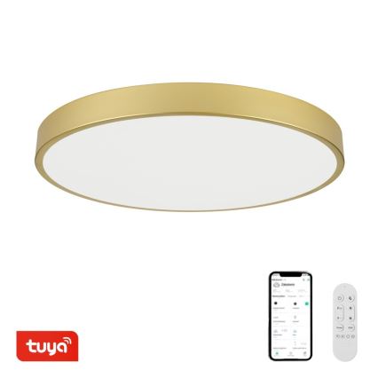 Immax NEO 07311L - LED dimeriuojamas lubinis šviestuvas SEMPLICI LED/96W/230V Ø 80 cm Wi‑Fi Tuya, auksinės spalvos + nuotolinis valdymas
