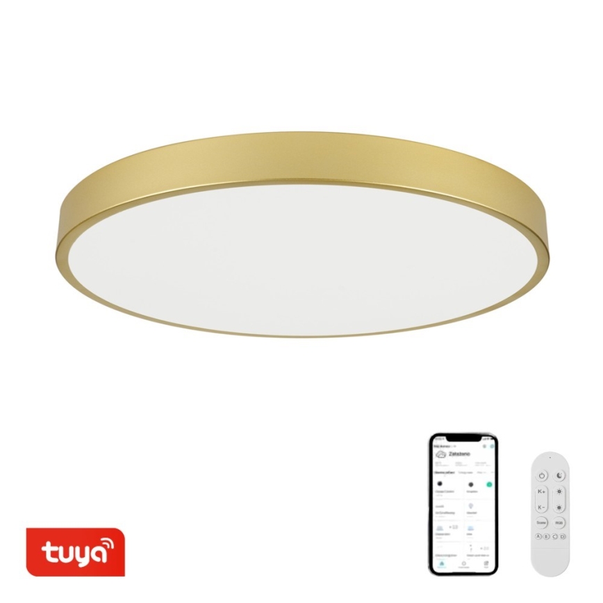 Immax NEO 07311L - LED dimeriuojamas lubinis šviestuvas SEMPLICI LED/96W/230V Ø 80 cm Wi‑Fi Tuya, auksinės spalvos + nuotolinis valdymas