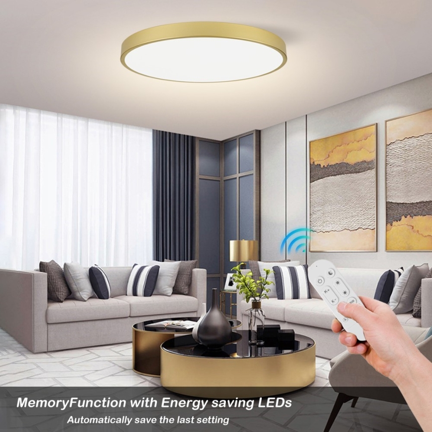 Immax NEO 07311L - LED dimeriuojamas lubinis šviestuvas SEMPLICI LED/96W/230V Ø 80 cm Wi‑Fi Tuya, auksinės spalvos + nuotolinis valdymas