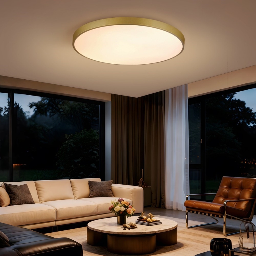 Immax NEO 07311L - LED dimeriuojamas lubinis šviestuvas SEMPLICI LED/96W/230V Ø 80 cm Wi‑Fi Tuya, auksinės spalvos + nuotolinis valdymas