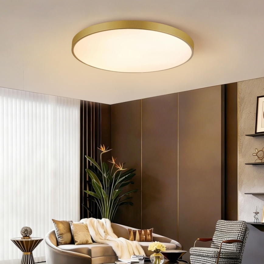 Immax NEO 07311L - LED dimeriuojamas lubinis šviestuvas SEMPLICI LED/96W/230V Ø 80 cm Wi‑Fi Tuya, auksinės spalvos + nuotolinis valdymas