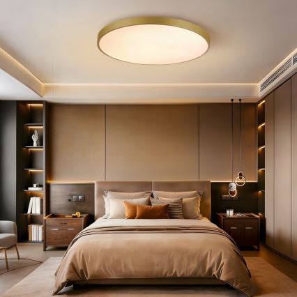 Immax NEO 07311L - LED dimeriuojamas lubinis šviestuvas SEMPLICI LED/96W/230V Ø 80 cm Wi‑Fi Tuya, auksinės spalvos + nuotolinis valdymas