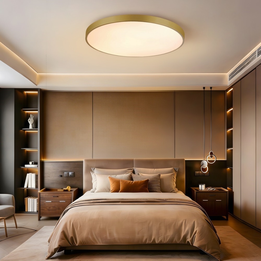 Immax NEO 07311L - LED dimeriuojamas lubinis šviestuvas SEMPLICI LED/96W/230V Ø 80 cm Wi‑Fi Tuya, auksinės spalvos + nuotolinis valdymas