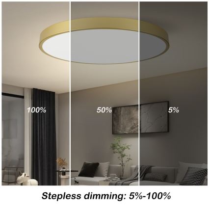Immax NEO 07311L - LED dimeriuojamas lubinis šviestuvas SEMPLICI LED/96W/230V Ø 80 cm Wi‑Fi Tuya, auksinės spalvos + nuotolinis valdymas