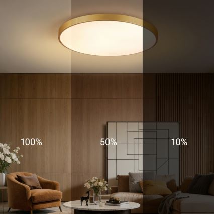 Immax NEO 07311L - LED dimeriuojamas lubinis šviestuvas SEMPLICI LED/96W/230V Ø 80 cm Wi‑Fi Tuya, auksinės spalvos + nuotolinis valdymas