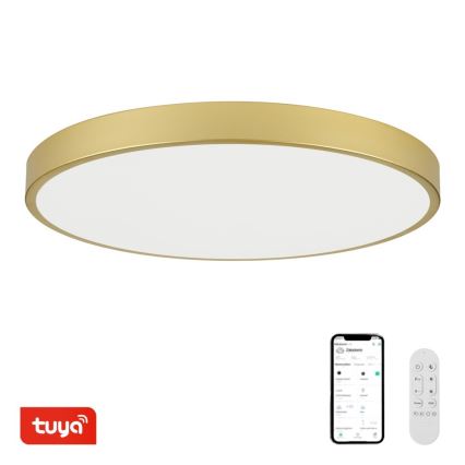 Immax NEO 07312L - LED dimeriuojamas lubinis šviestuvas SEMPLICI LED/128 W/230 V skersmuo 100 cm Wi-Fi Tuya auksinis + nuotolinis pultas