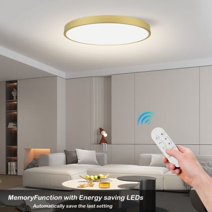 Immax NEO 07312L - LED dimeriuojamas lubinis šviestuvas SEMPLICI LED/128 W/230 V skersmuo 100 cm Wi-Fi Tuya auksinis + nuotolinis pultas