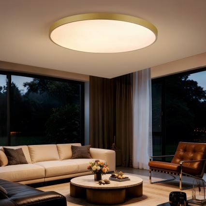 Immax NEO 07312L - LED dimeriuojamas lubinis šviestuvas SEMPLICI LED/128 W/230 V skersmuo 100 cm Wi-Fi Tuya auksinis + nuotolinis pultas