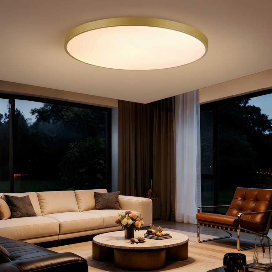 Immax NEO 07312L - LED dimeriuojamas lubinis šviestuvas SEMPLICI LED/128 W/230 V skersmuo 100 cm Wi-Fi Tuya auksinis + nuotolinis pultas