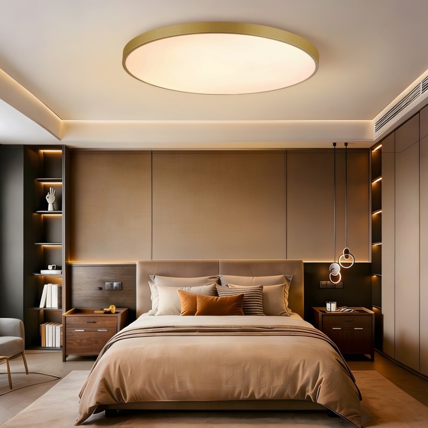 Immax NEO 07312L - LED dimeriuojamas lubinis šviestuvas SEMPLICI LED/128 W/230 V skersmuo 100 cm Wi-Fi Tuya auksinis + nuotolinis pultas