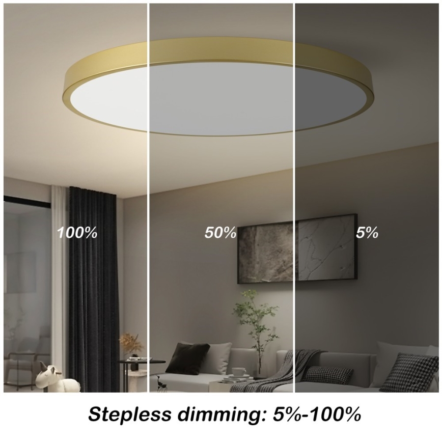 Immax NEO 07312L - LED dimeriuojamas lubinis šviestuvas SEMPLICI LED/128 W/230 V skersmuo 100 cm Wi-Fi Tuya auksinis + nuotolinis pultas