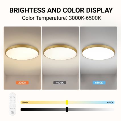 Immax NEO 07312L - LED dimeriuojamas lubinis šviestuvas SEMPLICI LED/128 W/230 V skersmuo 100 cm Wi-Fi Tuya auksinis + nuotolinis pultas