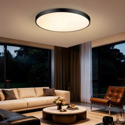Immax NEO 07313L - Dimeriuojamas LED lubų šviestuvas SEMPLICI LED/96W/230V, skersmuo 80 cm, Wi‑Fi Tuya, juodas + su nuotoliniu pulteliu