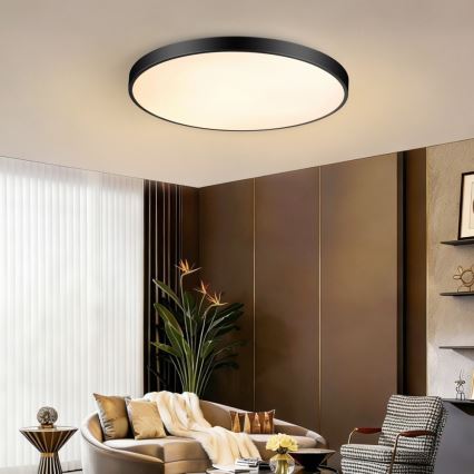 Immax NEO 07313L - Dimeriuojamas LED lubų šviestuvas SEMPLICI LED/96W/230V, skersmuo 80 cm, Wi‑Fi Tuya, juodas + su nuotoliniu pulteliu