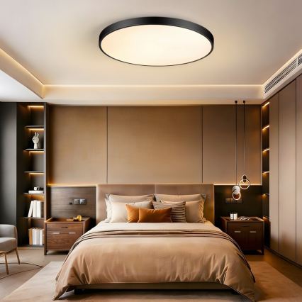 Immax NEO 07313L - Dimeriuojamas LED lubų šviestuvas SEMPLICI LED/96W/230V, skersmuo 80 cm, Wi‑Fi Tuya, juodas + su nuotoliniu pulteliu