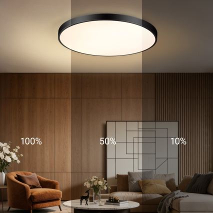 Immax NEO 07313L - Dimeriuojamas LED lubų šviestuvas SEMPLICI LED/96W/230V, skersmuo 80 cm, Wi‑Fi Tuya, juodas + su nuotoliniu pulteliu