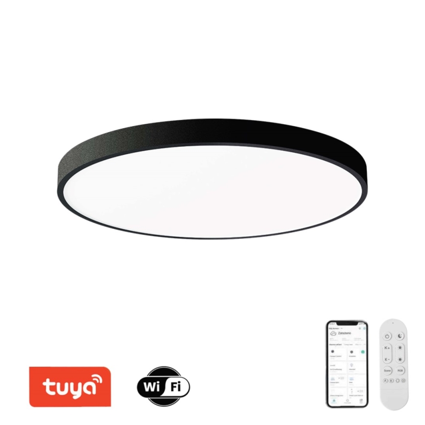 Immax NEO 07314L - LED reguliuojamas lubinis šviestuvas SEMPLICI LED/128W/230V skersmuo 100 cm Wi-Fi Tuya juodas + nuotolinis valdymas