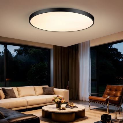 Immax NEO 07314L - LED reguliuojamas lubinis šviestuvas SEMPLICI LED/128W/230V skersmuo 100 cm Wi-Fi Tuya juodas + nuotolinis valdymas