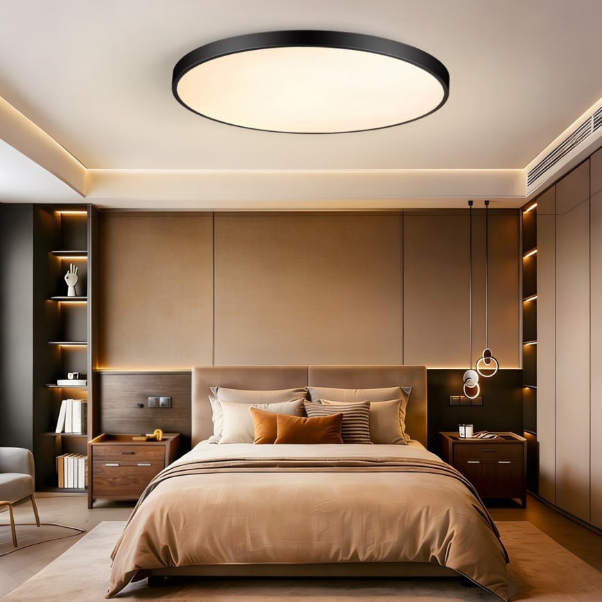 Immax NEO 07314L - LED reguliuojamas lubinis šviestuvas SEMPLICI LED/128W/230V skersmuo 100 cm Wi-Fi Tuya juodas + nuotolinis valdymas
