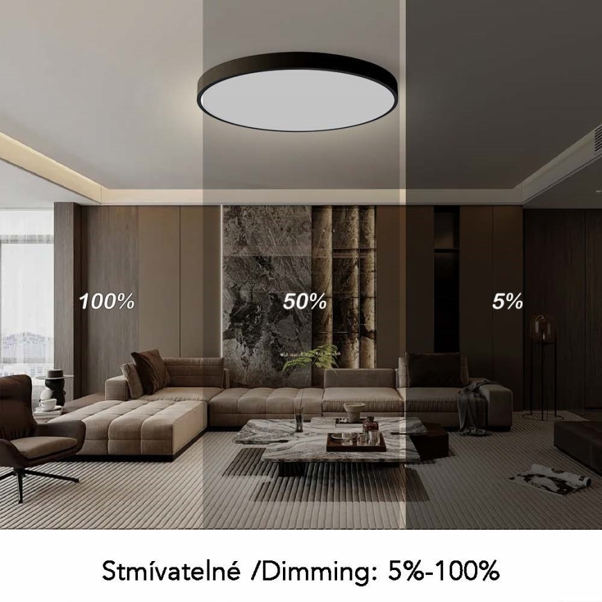 Immax NEO 07314L - LED reguliuojamas lubinis šviestuvas SEMPLICI LED/128W/230V skersmuo 100 cm Wi-Fi Tuya juodas + nuotolinis valdymas