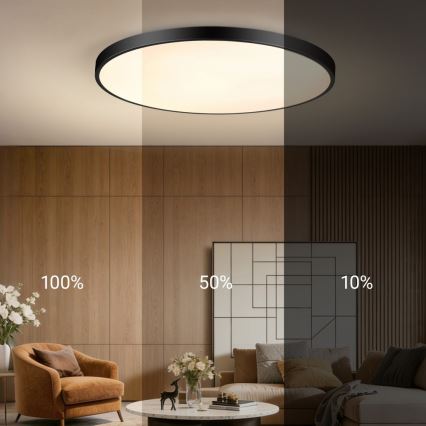 Immax NEO 07314L - LED reguliuojamas lubinis šviestuvas SEMPLICI LED/128W/230V skersmuo 100 cm Wi-Fi Tuya juodas + nuotolinis valdymas