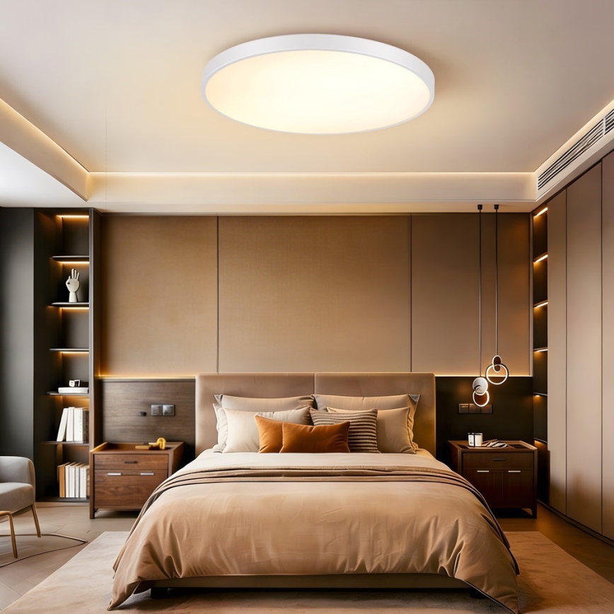 Immax NEO 07315L - dimeriuojamas LED lubinis šviestuvas SEMPLICI LED/96W/230V Ø 80 cm Wi-Fi Tuya, baltas + nuotolinis valdymas