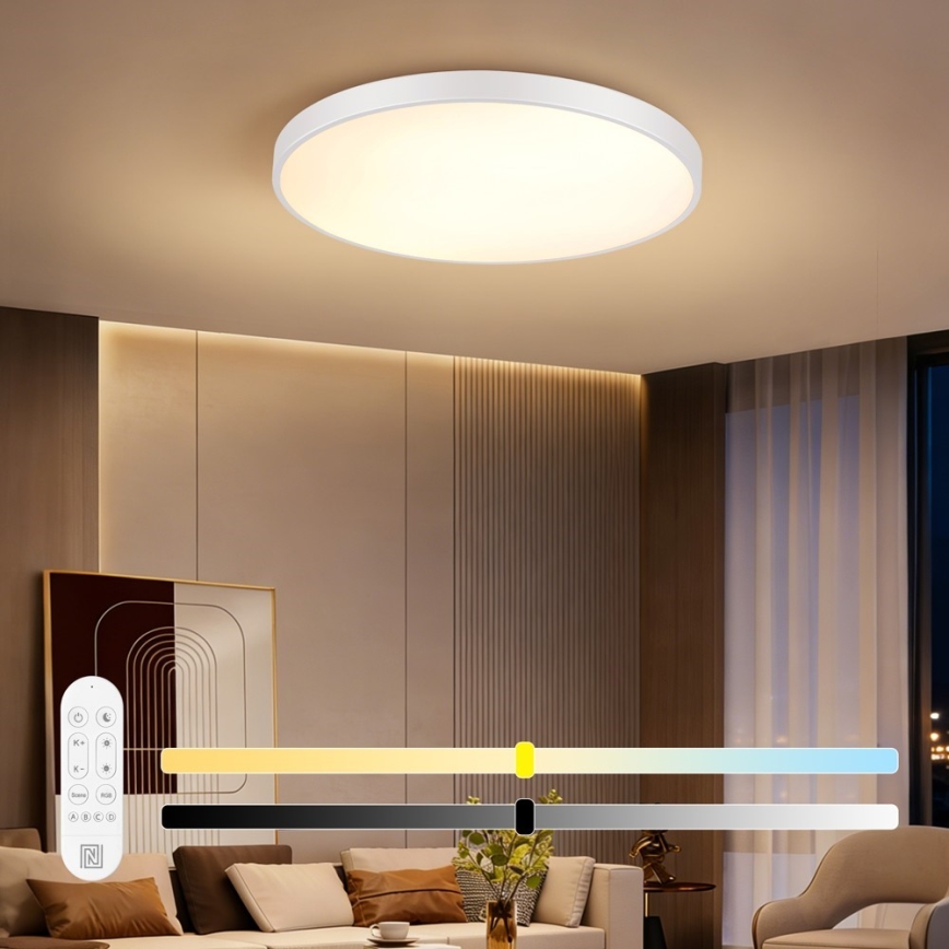 Immax NEO 07315L - dimeriuojamas LED lubinis šviestuvas SEMPLICI LED/96W/230V Ø 80 cm Wi-Fi Tuya, baltas + nuotolinis valdymas