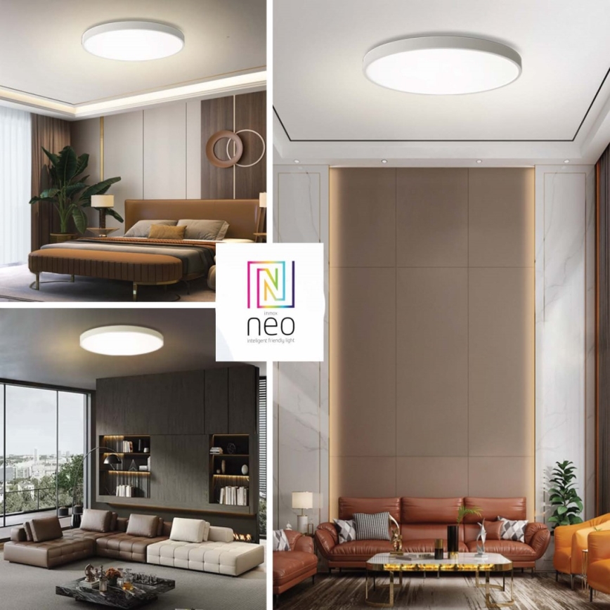 Immax NEO 07315L - dimeriuojamas LED lubinis šviestuvas SEMPLICI LED/96W/230V Ø 80 cm Wi-Fi Tuya, baltas + nuotolinis valdymas