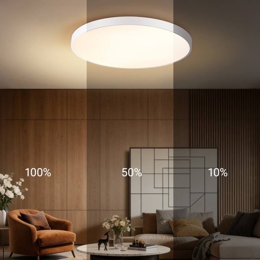 Immax NEO 07315L - dimeriuojamas LED lubinis šviestuvas SEMPLICI LED/96W/230V Ø 80 cm Wi-Fi Tuya, baltas + nuotolinis valdymas
