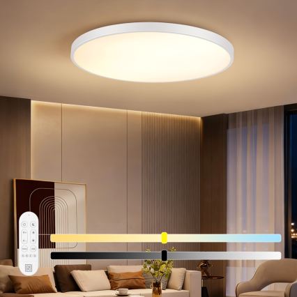 Immax NEO 07316L - reguliuojamas LED lubinis šviestuvas SEMPLICI LED/128W/230V Ø 100 cm Wi-Fi Tuya balta + nuotolinio valdymo pultelis