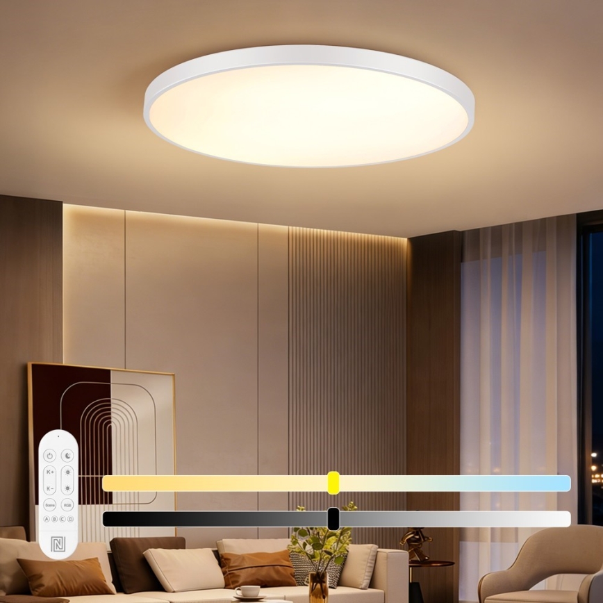 Immax NEO 07316L - reguliuojamas LED lubinis šviestuvas SEMPLICI LED/128W/230V Ø 100 cm Wi-Fi Tuya balta + nuotolinio valdymo pultelis
