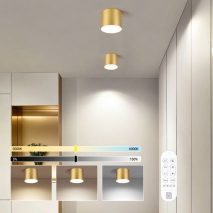 Immax NEO 07317L - reguliuojamas LED lubinis šviestuvas RONDATE LED/18W/230V, skersmuo 11,5 cm, Wi-Fi Tuya, auksinis
