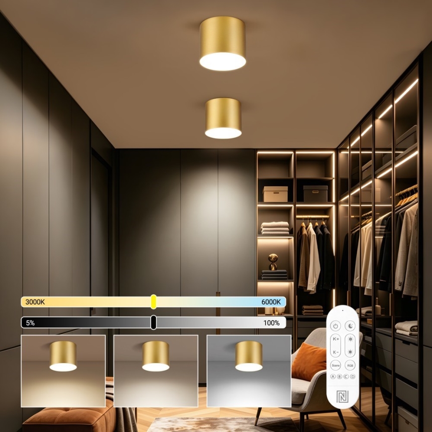 Immax NEO 07318L - dimeriuojamas LED lubinis šviestuvas RONDATE LED/32W/230V skersmuo 16,5 cm Wi-Fi Tuya aukso spalvos