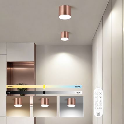 Immax NEO 07319L - RONDATE: reguliuojamas LED lubinis šviestuvas, 18 W, 230 V, skersmuo 11,5 cm, Wi‑Fi (Tuya), rožinio aukso