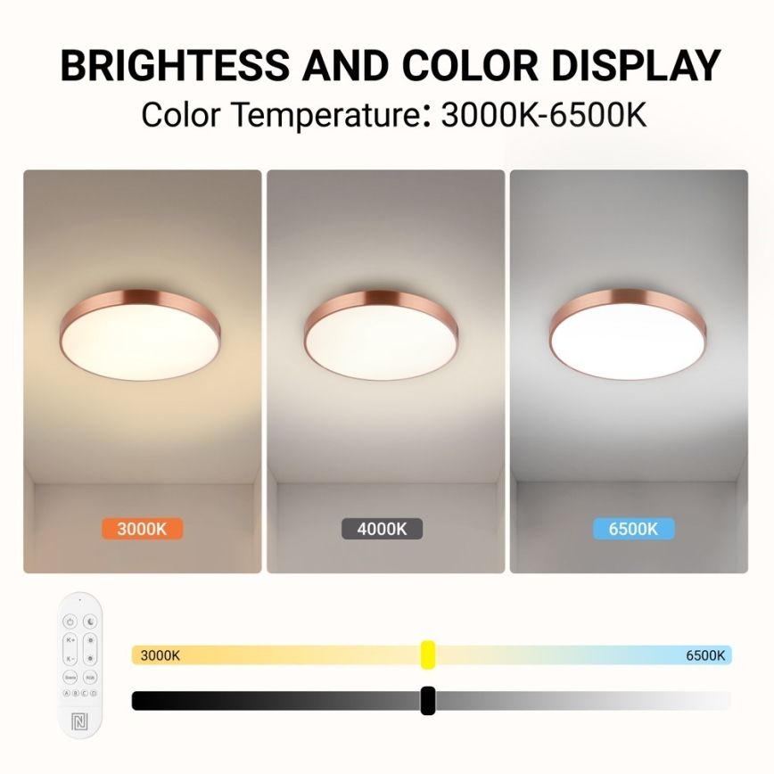 Immax NEO 07321L - LED reguliuojamas lubų šviestuvas NEO LITE SEMPLICI LED/36W/230V Ø 40 cm, vario spalvos + nuotolinis valdymas