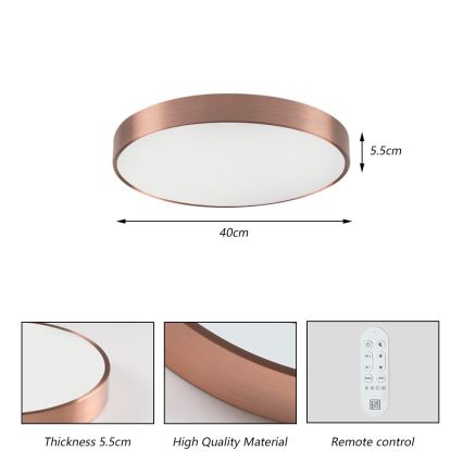 Immax NEO 07321L - LED reguliuojamas lubų šviestuvas NEO LITE SEMPLICI LED/36W/230V Ø 40 cm, vario spalvos + nuotolinis valdymas