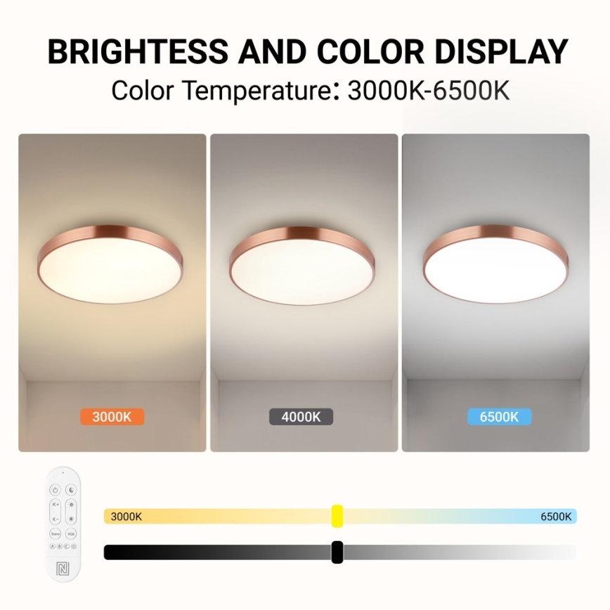 Immax NEO 07322L - reguliuojamas LED lubų šviestuvas NEO LITE SEMPLICI LED/60W/230V skersmuo 60 cm vario spalvos + nuotolinis valdymas