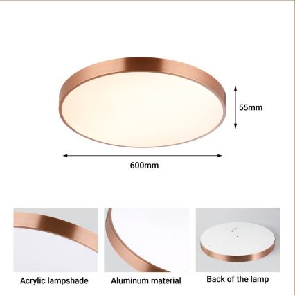 Immax NEO 07322L - reguliuojamas LED lubų šviestuvas NEO LITE SEMPLICI LED/60W/230V skersmuo 60 cm vario spalvos + nuotolinis valdymas