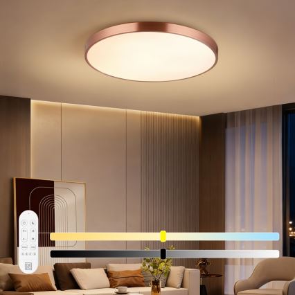 Immax NEO 07323L - LED reguliuojamas lubinis šviestuvas SEMPLICI LED/96W/230V skersmuo 80 cm Wi‑Fi Tuya rožinio aukso + nuotolinis pultas