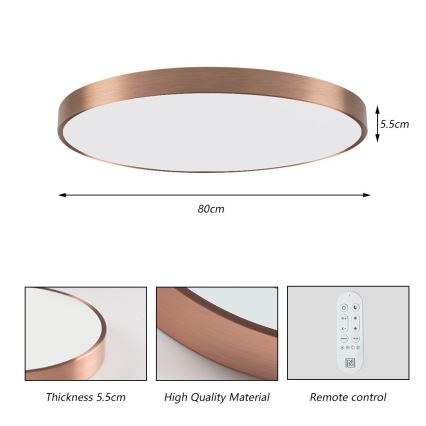 Immax NEO 07323L - LED reguliuojamas lubinis šviestuvas SEMPLICI LED/96W/230V skersmuo 80 cm Wi‑Fi Tuya rožinio aukso + nuotolinis pultas
