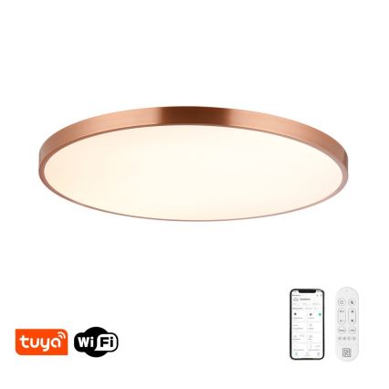 Immax NEO 07324L - dimeriuojamas LED lubų šviestuvas SEMPLICI LED/128W/230V skersmuo 100 cm Wi-Fi Tuya auksinis + su nuotolinio valdymo pulteliu