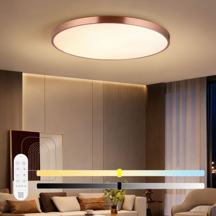Immax NEO 07324L - dimeriuojamas LED lubų šviestuvas SEMPLICI LED/128W/230V skersmuo 100 cm Wi-Fi Tuya auksinis + su nuotolinio valdymo pulteliu