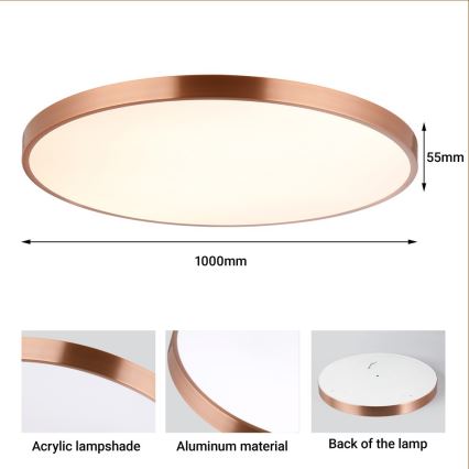 Immax NEO 07324L - dimeriuojamas LED lubų šviestuvas SEMPLICI LED/128W/230V skersmuo 100 cm Wi-Fi Tuya auksinis + su nuotolinio valdymo pulteliu