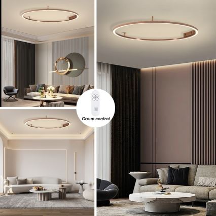 Immax NEO 07325-120C - LED dimeriuojamas lubinis šviestuvas FINO LED/72W/230V 120 cm Tuya rožinio aukso + nuotolinis valdymas