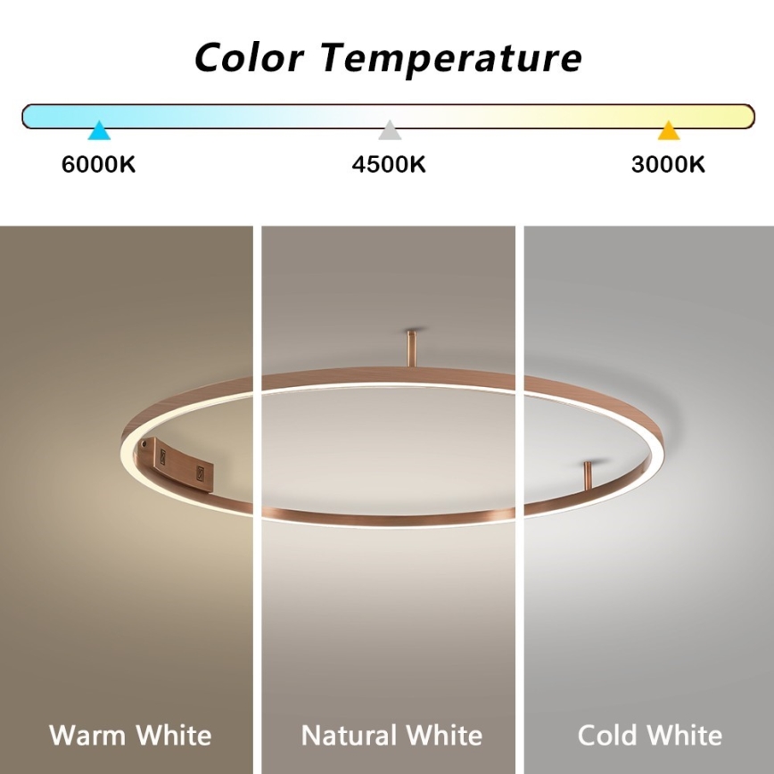 Immax NEO 07326-80C - reguliuojamas LED lubinis šviestuvas FINO LED/55W/230V, 80 cm, Tuya, rožinio aukso spalvos + su nuotoliniu pultu