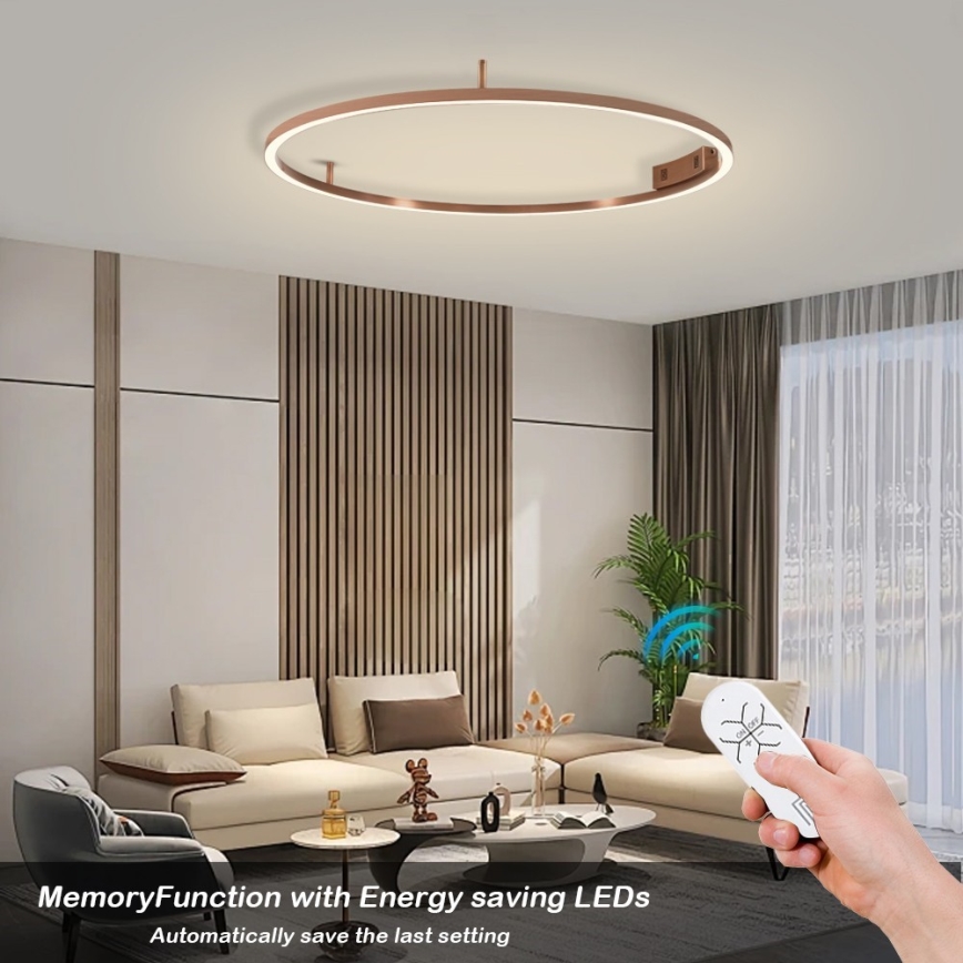 Immax NEO 07326-80C - reguliuojamas LED lubinis šviestuvas FINO LED/55W/230V, 80 cm, Tuya, rožinio aukso spalvos + su nuotoliniu pultu